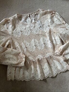 Anthropologie Cream Lace Peplum Blouse!